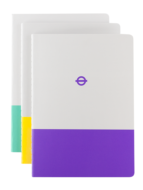 London Underground A6 Notebook Set of three (Waterloo & City Line, Circle and Elizabeth)