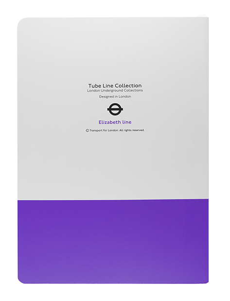 Reverse of a London Underground Elizabeth Line A5 Notebook